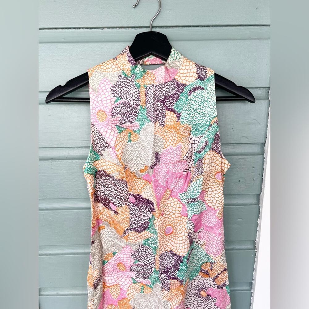 Vintage 60s 70s retro maxi dress handmade abstract pattern vintage wedding ooak - Picture 2 of 8